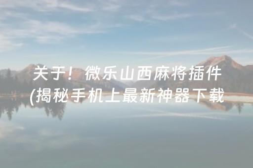 关于！微乐山西麻将插件(揭秘手机上最新神器下载)