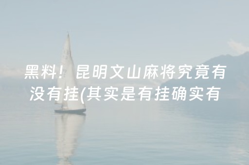 黑料！昆明文山麻将究竟有没有挂(其实是有挂确实有挂)