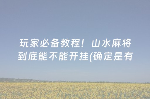 玩家必备教程！山水麻将到底能不能开挂(确定是有挂)