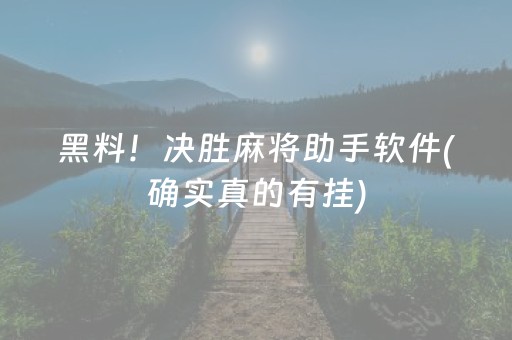 黑料！决胜麻将助手软件(确实真的有挂)