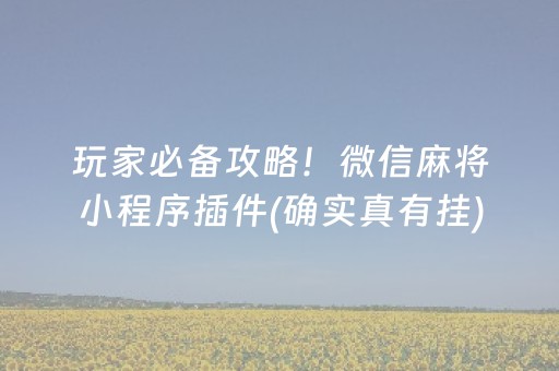 玩家必备攻略！微信麻将小程序插件(确实真有挂)