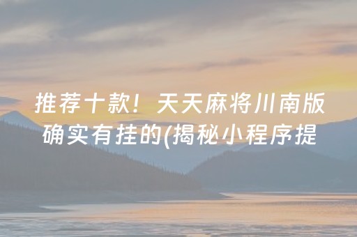 推荐十款！天天麻将川南版确实有挂的(揭秘小程序提高赢的概率)