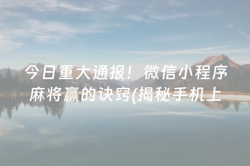 今日重大通报！微信小程序麻将赢的诀窍(揭秘手机上赢牌技巧)