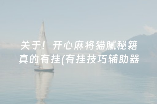 关于！开心麻将猫腻秘籍真的有挂(有挂技巧辅助器)