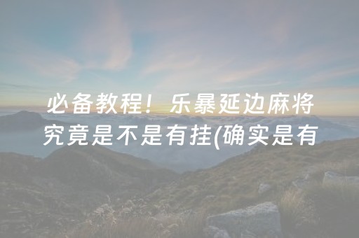 必备教程！乐暴延边麻将究竟是不是有挂(确实是有挂)