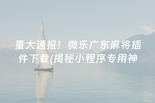 重大通报！微乐广东麻将插件下载(揭秘小程序专用神器)