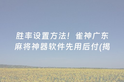 胜率设置方法！雀神广东麻将神器软件先用后付(揭秘微信里必备神器)