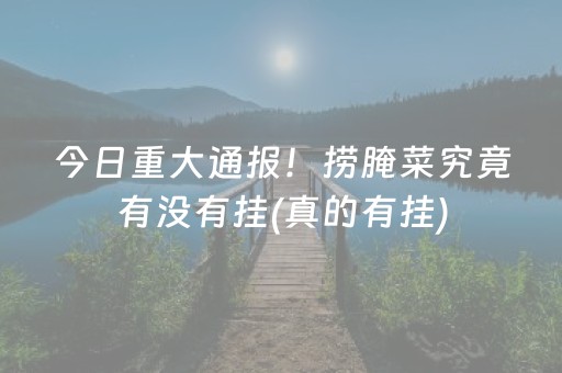 今日重大通报！捞腌菜究竟有没有挂(真的有挂)