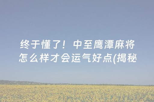 终于懂了！中至鹰潭麻将怎么样才会运气好点(揭秘微信里输赢技巧)