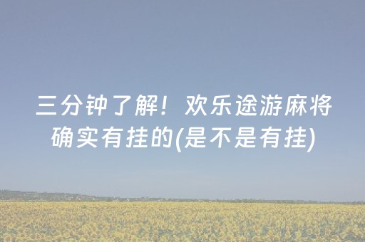 三分钟了解！欢乐途游麻将确实有挂的(是不是有挂)