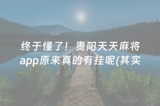 终于懂了！贵阳天天麻将app原来真的有挂呢(其实是有挂确实有挂)