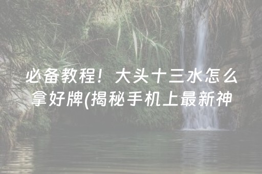 必备教程！大头十三水怎么拿好牌(揭秘手机上最新神器下载)