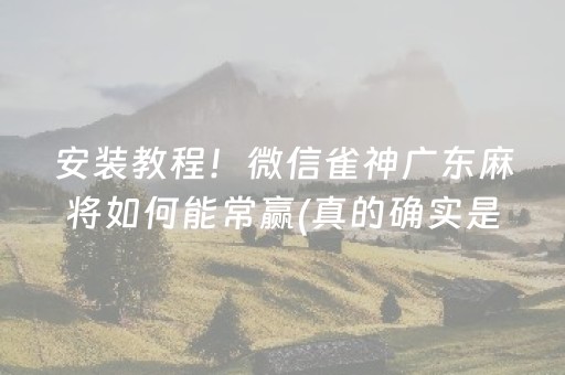 安装教程！微信雀神广东麻将如何能常赢(真的确实是有挂)