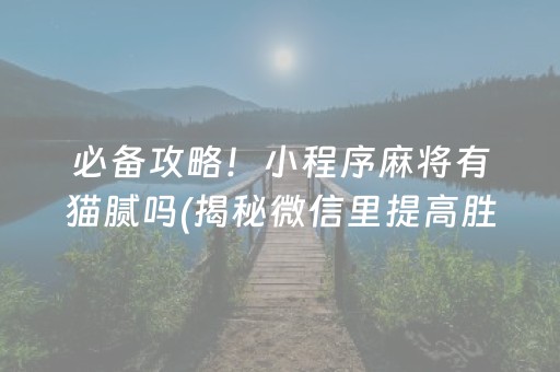 必备攻略！小程序麻将有猫腻吗(揭秘微信里提高胜率)