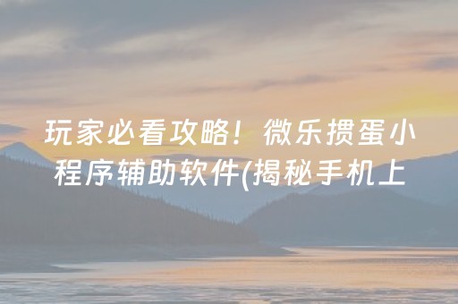 玩家必看攻略！微乐掼蛋小程序辅助软件(揭秘手机上插件购买)