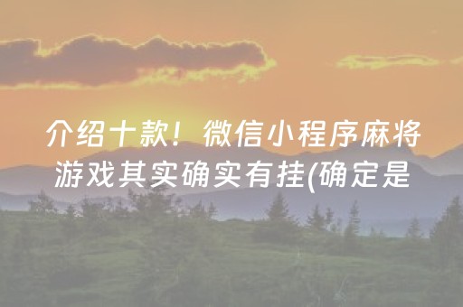 介绍十款！微信小程序麻将游戏其实确实有挂(确定是有挂)