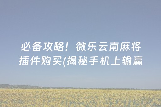 必备攻略！微乐云南麻将插件购买(揭秘手机上输赢规律)