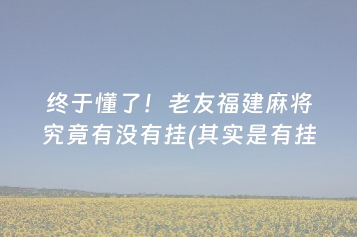 终于懂了！老友福建麻将究竟有没有挂(其实是有挂确实有挂)