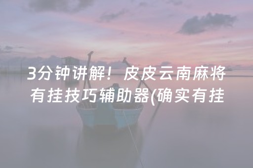 3分钟讲解！皮皮云南麻将有挂技巧辅助器(确实有挂吗)