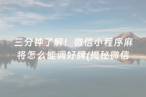 三分钟了解！微信小程序麻将怎么能调好牌(揭秘微信里插件购买)