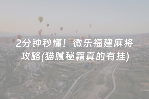 2分钟秒懂！微乐福建麻将攻略(猫腻秘籍真的有挂)