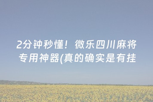 2分钟秒懂！微乐四川麻将专用神器(真的确实是有挂)