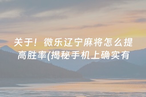 关于！微乐辽宁麻将怎么提高胜率(揭秘手机上确实有猫腻)