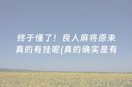 终于懂了！良人麻将原来真的有挂呢(真的确实是有挂)