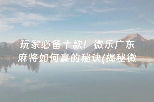 玩家必备十款！微乐广东麻将如何赢的秘诀(揭秘微信里赢的诀窍)