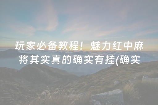 玩家必备教程！魅力红中麻将其实真的确实有挂(确实有挂吗)