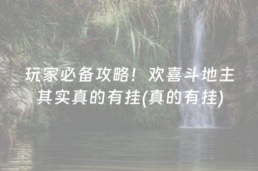 玩家必备攻略！欢喜斗地主其实真的有挂(真的有挂)