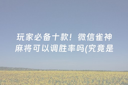 玩家必备十款！微信雀神麻将可以调胜率吗(究竟是不是有挂)