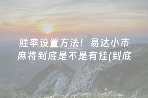 胜率设置方法！易达小市麻将到底是不是有挂(到底是不是有挂)