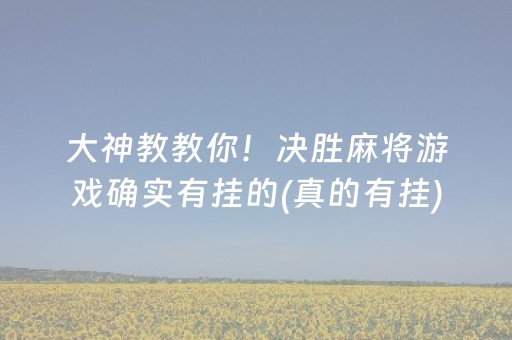 大神教教你！决胜麻将游戏确实有挂的(真的有挂)