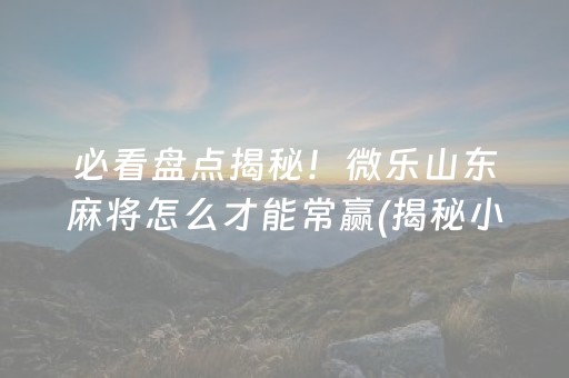 必看盘点揭秘！微乐山东麻将怎么才能常赢(揭秘小程序怎么容易赢)