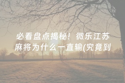 必看盘点揭秘！微乐江苏麻将为什么一直输(究竟到底有挂吗)