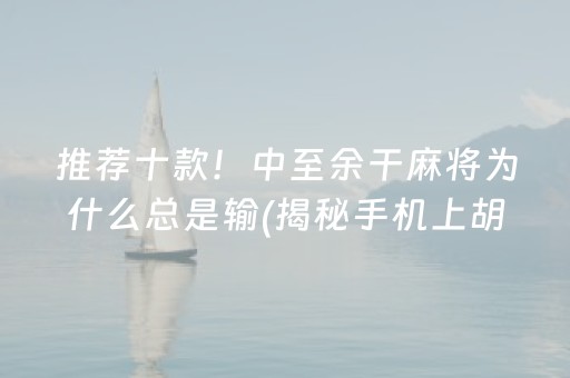 推荐十款！中至余干麻将为什么总是输(揭秘手机上胡牌技巧)