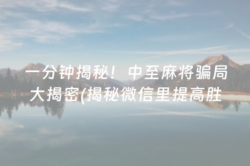 一分钟揭秘！中至麻将骗局大揭密(揭秘微信里提高胜率)