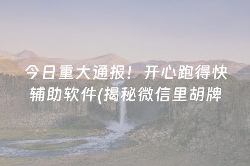 今日重大通报！开心跑得快辅助软件(揭秘微信里胡牌技巧)