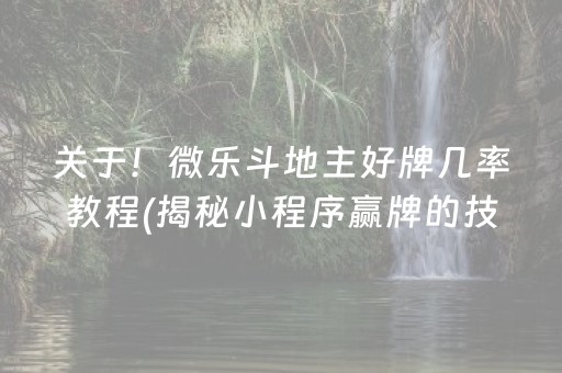关于！微乐斗地主好牌几率教程(揭秘小程序赢牌的技巧)