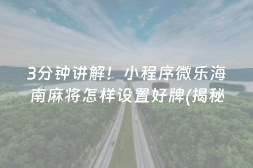 3分钟讲解！小程序微乐海南麻将怎样设置好牌(揭秘小程序赢的诀窍)