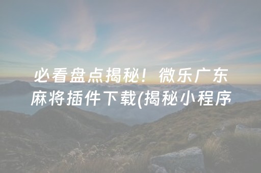必看盘点揭秘！微乐广东麻将插件下载(揭秘小程序输赢技巧)