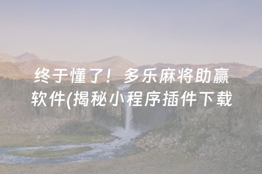 终于懂了！多乐麻将助赢软件(揭秘小程序插件下载)