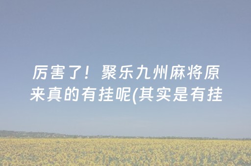 厉害了！聚乐九州麻将原来真的有挂呢(其实是有挂确实有挂)