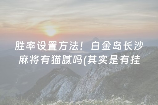 胜率设置方法！白金岛长沙麻将有猫腻吗(其实是有挂确实有挂)