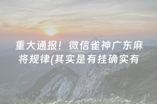 重大通报！微信雀神广东麻将规律(其实是有挂确实有挂)