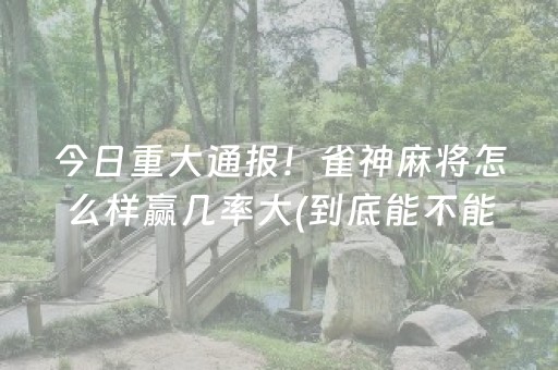 今日重大通报！雀神麻将怎么样赢几率大(到底能不能开挂)