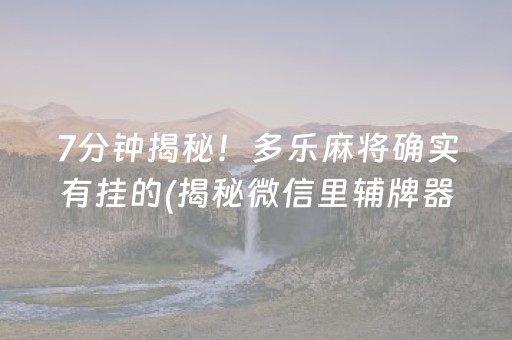 7分钟揭秘！多乐麻将确实有挂的(揭秘微信里辅牌器)