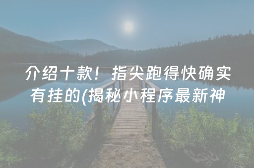 介绍十款！指尖跑得快确实有挂的(揭秘小程序最新神器下载)