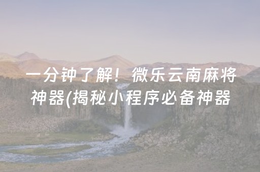 一分钟了解！微乐云南麻将神器(揭秘小程序必备神器)